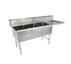 image of John Boos 3B184-1D18R-X 76" Three Compartment Sink, 18"W x 18"L Bowl With Right-Hand Drainboard