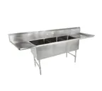 image of John Boos 3B184-2D18-X 93" Three Compartment Sink, 18"W x 18"L Bowl With 2 Drainboards