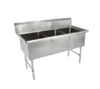 image of John Boos 3B184 59" Three Compartment Sink, 18"W x 18"L Bowl Without Drainboard