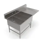 image of John Boos 3PB1431-1D30R 76" Three Compartment Sink, 14"W x 31"L Bowl With Right-Hand Drainboard