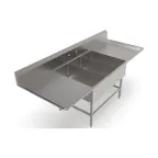 image of John Boos 3PB1431-2D30 105" Three Compartment Sink, 14"W x 31"L Bowl With 2 Drainboards