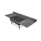 image of John Boos 3PB14314-2D30 105" Three Compartment Sink, 14"W x 31"L Bowl With 2 Drainboards