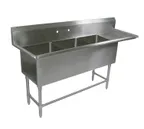 image of John Boos 3PB18-1D24R 82" Three Compartment Sink, 18"W x 18"L Bowl With Right-Hand Drainboard