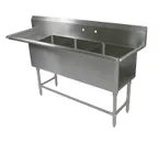 image of John Boos 3PB20-1D24L 88" Three Compartment Sink, 20"W x 20"L Bowl With Left-Hand Drainboard