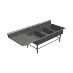 image of John Boos 3PB2028-1D20L 84" Three Compartment Sink, 20"W x 28"L Bowl With Left-Hand Drainboard