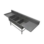 image of John Boos 3PB2028-2D24 111" Three Compartment Sink, 20"W x 28"L Bowl With 2 Drainboards