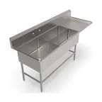 image of John Boos 3PBPS3224-1D30R 90" Three Compartment Sink, 24"W x 24"L Bowl With Right-Hand Drainboard