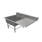 image of John Boos 42PB14314-1D18R 50" Two Compartment Sink, 14"W x 31"L Bowl With Right-Hand Drainboard
