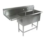 image of John Boos 42PB18-1D18L 58" Two Compartment Sink, 18"W x 18"L Bowl With Left-Hand Drainboard