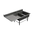 image of John Boos 42PB20284-1D20L 64" Two Compartment Sink, 20"W x 28"L Bowl With Left-Hand Drainboard
