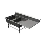 image of John Boos 42PB20284-1D24R 68" Two Compartment Sink, 20"W x 28"L Bowl With Right-Hand Drainboard