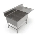 image of John Boos 43PB1431-1D24R 70" Three Compartment Sink, 14"W x 31"L Bowl With Right-Hand Drainboard