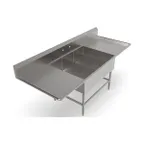 image of John Boos 43PB1431-2D30 105" Three Compartment Sink, 14"W x 31"L Bowl With 2 Drainboards