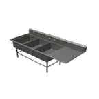 image of John Boos 43PB20284-1D30R 94" Three Compartment Sink, 20"W x 28"L Bowl With Right-Hand Drainboard