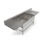 image of John Boos 43PBPS3224-2D30 119" Three Compartment Sink, 24"W x 24"L Bowl With 2 Drainboards