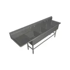 image of John Boos 44PB1618-1D18R 86" Four Compartment Sink, 16"W x 18"L Bowl With Right-Hand Drainboard