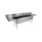 image of John Boos 4B18244-2D18 111" Four Compartment Sink, 18"W x 24"L Bowl With 2 Drainboards