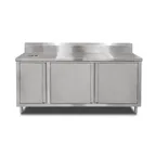 image of John Boos 4BU4R5-3672-L-X 72" Cabinet Base Hinged Doors Work Table with Left Trash Chute / Flyer