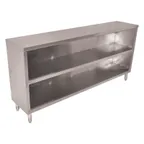 image of John Boos 4DCO6-15144 144"x15" Stainless Steel Open Front Dish Cabinet, Open Base with Mid-Shelf