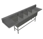 image of John Boos 4PB16204-2D18 103" Four Compartment Sink, 16"W x 20"L Bowl With 2 Drainboards