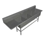 image of John Boos 4PB244-1D30L 130" Four Compartment Sink, 24"W x 24"L Bowl w/Left-Hand Drainboard  