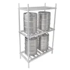 image of John Boos ALKR-2093 93" Aluminum Keg Rack with 10 Kegs Capacity and 3 Shelves