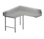 image of John Boos CDT6-K6048SBK-L Clean "L" Shaped Dishtable w/ Corner Design, Left, 10" Backsplash