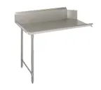 image of John Boos CDT6-S72SBK-L 72" Clean Straight Dishtable w/ Left Table, 10" Backsplash, Steel Legs