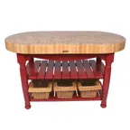 image of John Boos CU-HAR60 Harvest Table, Oval, 60"W X 30"D X 36"H Overall Size