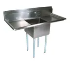 image of John Boos E1S8-15-14T15 45" One Compartment Sink, 15"W x 15"L Bowl With 2 Drainboards