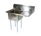 image of John Boos E1S8-18-12R18 38" One Compartment Sink, 18"W x 18"L Bowl With Right-Hand Drainboards