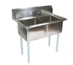 image of John Boos E2S8-18-12 41" Two Compartment Sink, 18"W x 18"L Bowl Without Drainboard