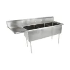 image of John Boos E3S8-1014-10L15-X 47" Three Compartment Sink, 10"W x 14"L Bowl With Left-Hand Drainboard