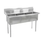 image of John Boos E3S8-1620-12-X 53" Three Compartment Sink, 16"W x 20"L Bowl Without Drainboard