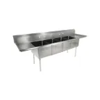 image of John Boos E4S8-1620-14T18-X 100" Four Compartment Sink, 16"W x 20"L Bowl With 2 Drainboards