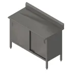 image of John Boos EBHS4R5-2448 48" Cabinet Base Hinged Doors Work Table with Backsplash / 14 Gauge Top