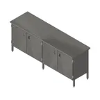 image of John Boos EBHS6-24144 144" Cabinet Base Hinged Doors Work Table, Flat Top / 16 Gauge Top