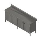 image of John Boos EBHS6R5-24132 132" Cabinet Base Hinged Doors Work Table with Backsplash / 16 Gauge Top