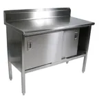 image of John Boos EBSS4R5-2472 Cabinet Base with Sliding Doors Work Table, 72"W x 24"D / Backsplash