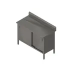 image of John Boos EBSS6R5-2460 Cabinet Base with Sliding Doors Work Table, 60"W x 24"D / Backsplash