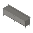 image of John Boos EBSS6R5-2496 Cabinet Base with Sliding Doors Work Table, 96"W x 24"D / Backsplash