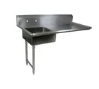 image of John Boos EDTS8-S30-60UCL 60" Undercounter Soiled Dishtable w/ Sink On Left, 10" Backsplash
