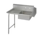 image of John Boos EDTS8-S30-L48 48" Straight Soiled Dishtable w/ Left Table, Pre-Rinse Sink, 10" Backsplash