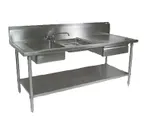 image of John Boos EPT6R10-DL2B-96L-X 96" Prep Table Sink Unit, 2 Bowl on Right with Drawer - Flyer