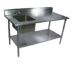 image of John Boos EPT6R5-3060GSK-L-X 60" Prep Table Sink Unit, Bowl on Left with Faucet - Flyer