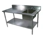 image of John Boos EPT6R5-3060GSK-R-X 60" Prep Table Sink Unit, Bowl on Right with Faucet - Flyer