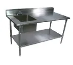 image of John Boos EPT6R5-3060SSK-L-X 60" Prep Table Sink Unit, Bowl on Left with Faucet - Flyer