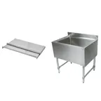 image of John Boos UBIB-2136 36" Insulated Underbar Ice Bin / Cocktail Unit w/ Sliding Lids and Drain