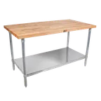 image of John Boos JNS06-X Work Table, Wood Top, 96"W X 24"D X 35"H Overall Size
