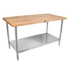 image of John Boos JNS17 Work Table, Wood Top, 60"W X 36"D X 35"H Overall Size